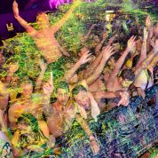 uv paint splattering at UV Paint party