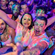 clubbers covered in uv paint